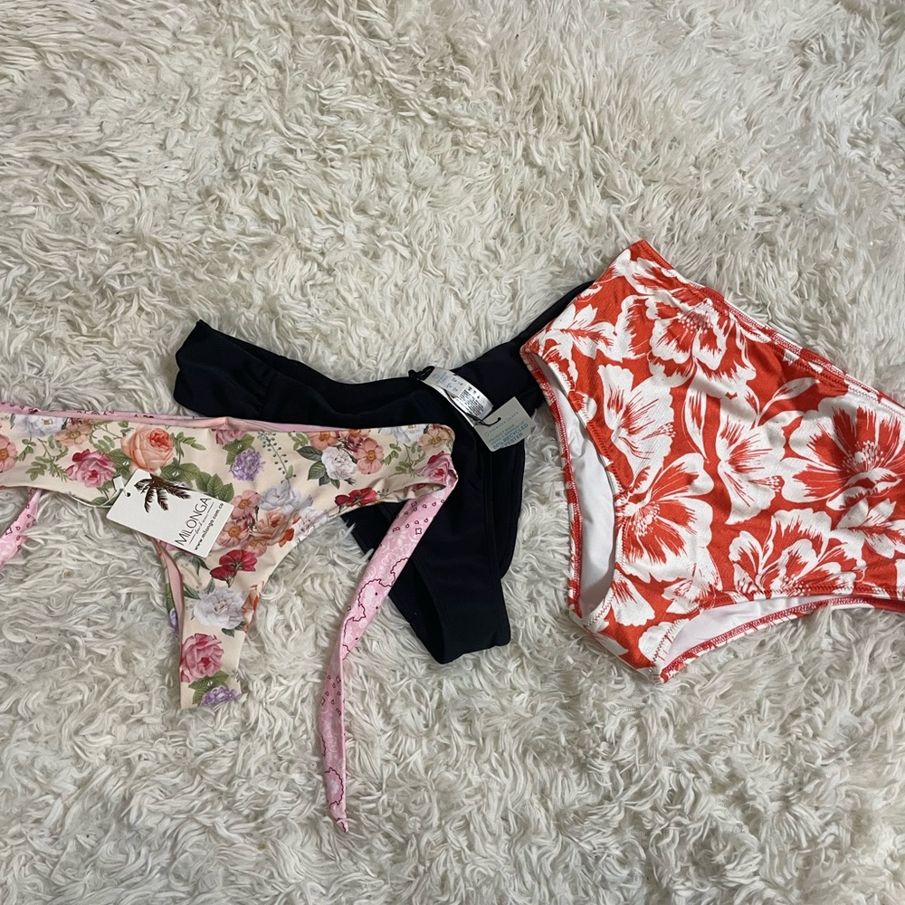 Nica Floral and Black Bikini Bottoms